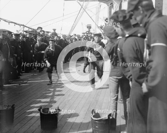 U.S.S. New York, spud race, anniversary of Santiago, 1899 July 3. Creator: Unknown.