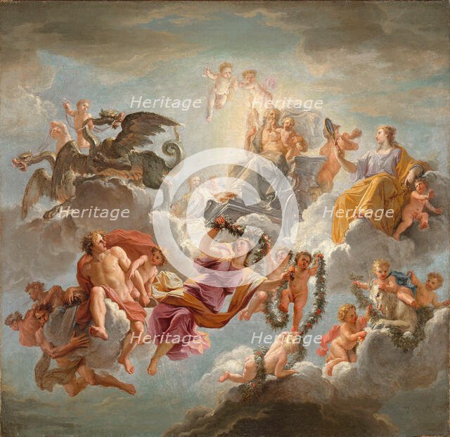 The chariot of Saturn between Justice and Piety , 1672. Creator: Coypel, Noël-Nicolas (1690-1734).