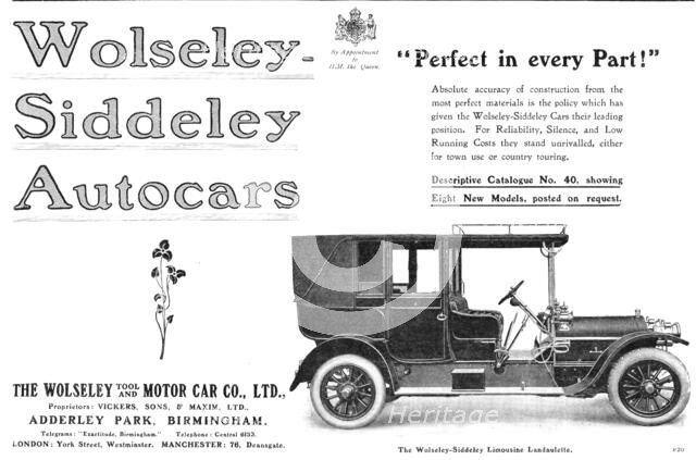 Wolseley-Siddeley Autocars - "Perfect in every Part!”, 1909. Creator: Unknown.