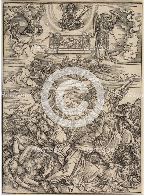 The Four Avenging Angels of Euphrates. From Apocalypsis cum Figuris, c. 1497.