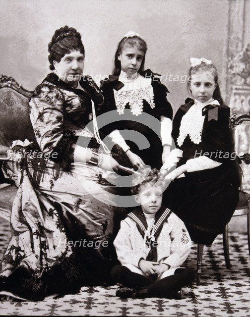 Alfonso XIII, King of Spain. (1886-1941) the King when was a child with his ??sisters, his great-…