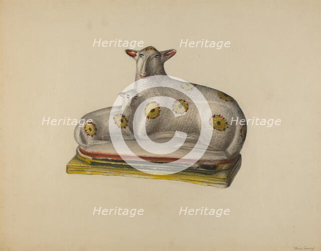 Pa. German Chalkware Sheep, c. 1938. Creator: Mina Lowry.
