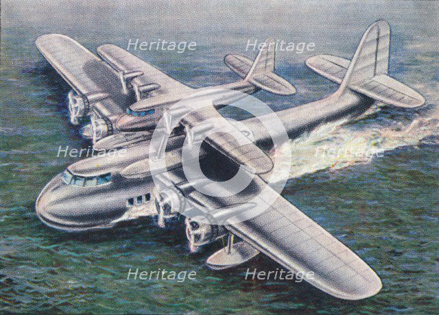 The Short Mayo Composite aircraft, 1938.  Artist: Unknown.
