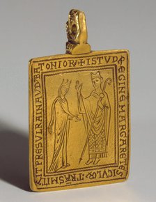 Reliquary Pendant with Queen Margaret of Sicily Blessed by Bishop Reginald of Bath, British, 1174-77 Creator: Unknown.