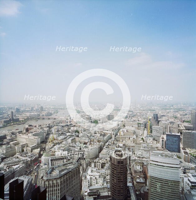 View looking south-west from the top of the NatWest Tower over the City of London, 15/05/1996. Creator: John Laing plc.