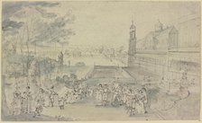View of a castle with a garden party, mid-17th century. Creator: Johann Wilhelm Baur.