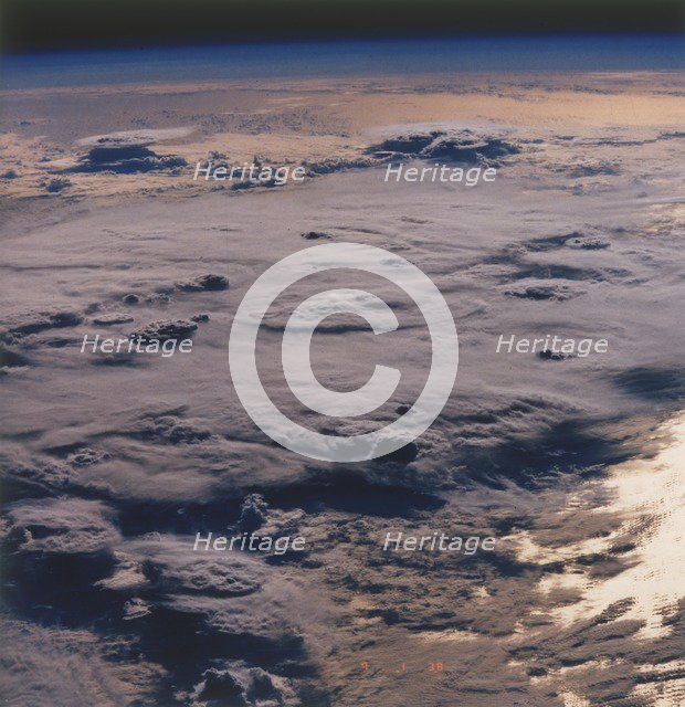 Earth from space - thunderstorm over the Pacific Ocean, c1980s. Creator: NASA.