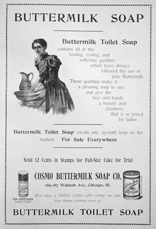 Advert for Cosmo Buttermilk toilet soap, 1894. Artist: Unknown