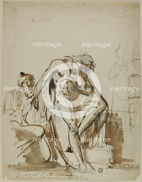 Male Nude and Other Figures, 18th century. Creator: John Hamilton Mortimer.