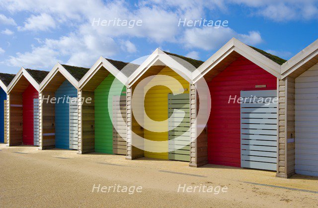 Row of different coloured beach huts, Blyth, Northumberland, 2010. Artist: Historic England Staff Photographer.
