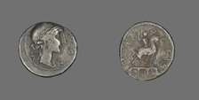 Denarius (Coin) Depicting the Goddess Roma, 114-113 BCE. Creator: Unknown.