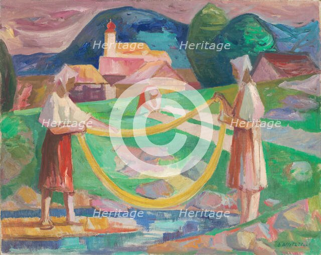 Soaking flax III, 1948-1949. Creator: Bedrich Hoffstädter.