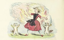 Girl on fire - scene from "The Dreadful Story Of The Girl And The Lucifer Matches", 1856.  Creator: Unknown.