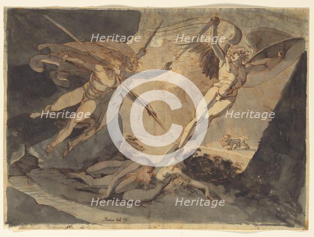 Satan Starts from the Touch of Ithuriel's Spear, 1776. Creator: Henry Fuseli (Swiss, 1741-1825).