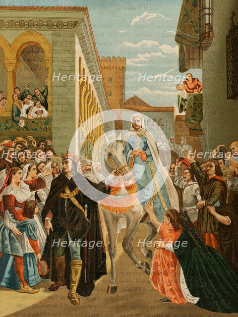 Henry IV of Castile, (1425-1474), the Impotent, presenting his sister Doña Isabella...Segovia, 1890. Creator: Unknown.