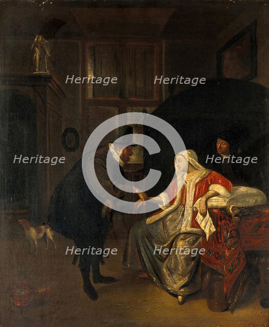 A physician taking the pulse of a lovesick girl, c1650s. Creator: Unknown.