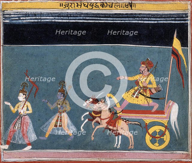 The March Against Jarasandha, Folio from a Bhagavata Purana..., 1st half of 17th century. Creator: Unknown.