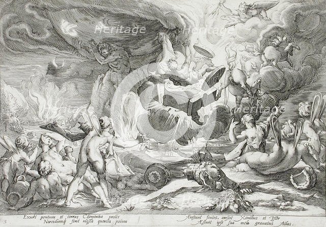 Phaeton Driving the Chariot to the Sun, published 1590. Creator: Hendrik Goltzius.
