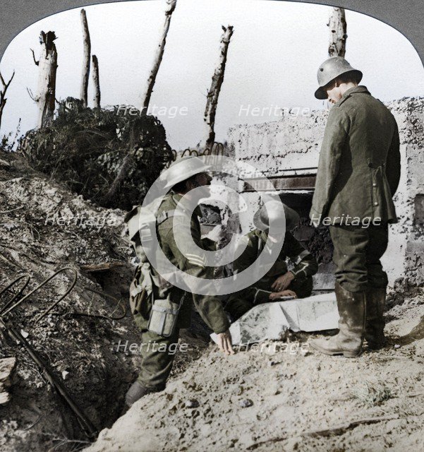 Captured German blockhouse, Poelecappelle, Belgium, World War I, 1914-1918. Artist: Realistic Travels Publishers.