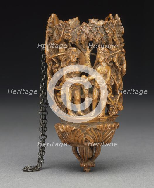 Bouquet Holder with Figures of Adam and Eve, c.1600. Creator: Unknown.
