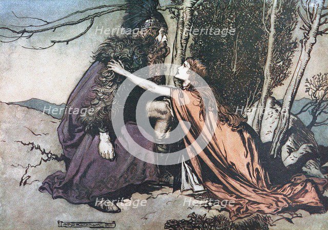 Father! Father! Tell me what ails thee? Illustration for The Rhinegold and The Valkyrie by Richard Artist: Rackham, Arthur (1867-1939)