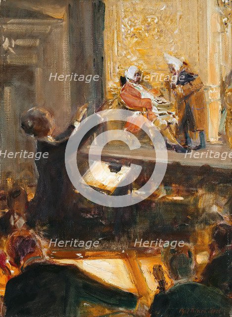 Ernst Edler von Schuch conducts the Rosenkavalier by Richard Strauss, 1912. Creator: Sterl, Robert (1867-1932).