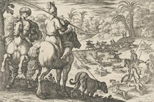 Ostrich Hunt, from 'Hunting Scenes VI', 1609. Creator: Antonio Tempesta.