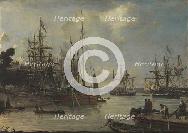 A View of the Harbour, Rotterdam, 1856. Creator: Johan Barthold Jongkind.
