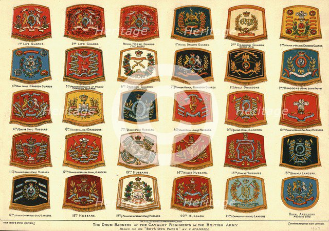 'The Drum Banners of the Cavalry Regiments of the British Army', 1902. Artist: Unknown.