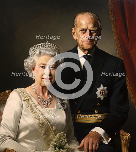 AI IMAGE - Portrait of Queen Elizabeth II and Prince Philip, 2010s, (2023). Creator: Heritage Images.