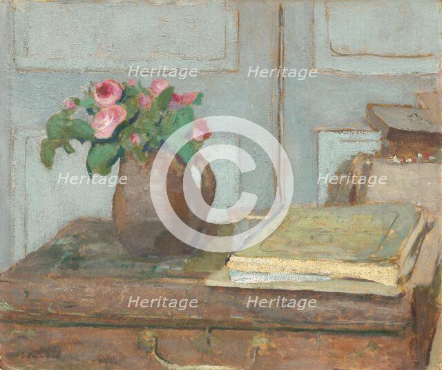 The Artist's Paint Box and Moss Roses, 1898. Creator: Edouard Vuillard.