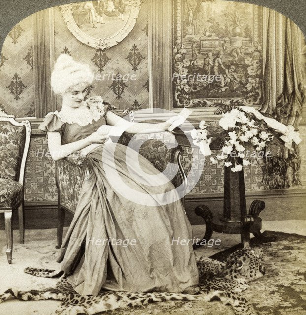 'The Colonial Maiden's Dilemma, Two Proposals, Which Will be Accepted'.Artist: Underwood & Underwood