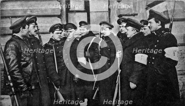 Revolutionary students after the February Revolution, Russia, 1917.  Artist: Anon