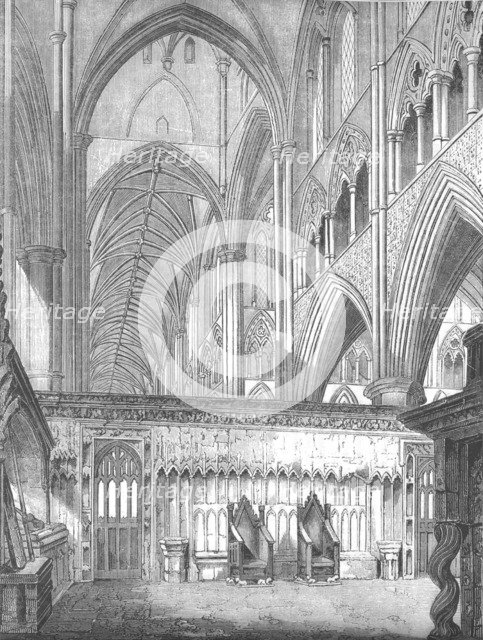 'The Nave, Westminster Abbey, looking West from St. Edward's Chapel', 1845. Artist: John Jackson.