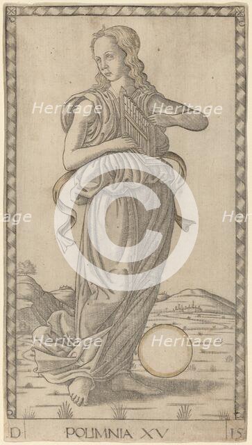 Polimnia (Polyhymnia), c. 1465. Creator: Master of the E-Series Tarocchi.
