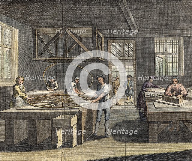 Grinding and polishing plate glass, 1760. Artist: Unknown