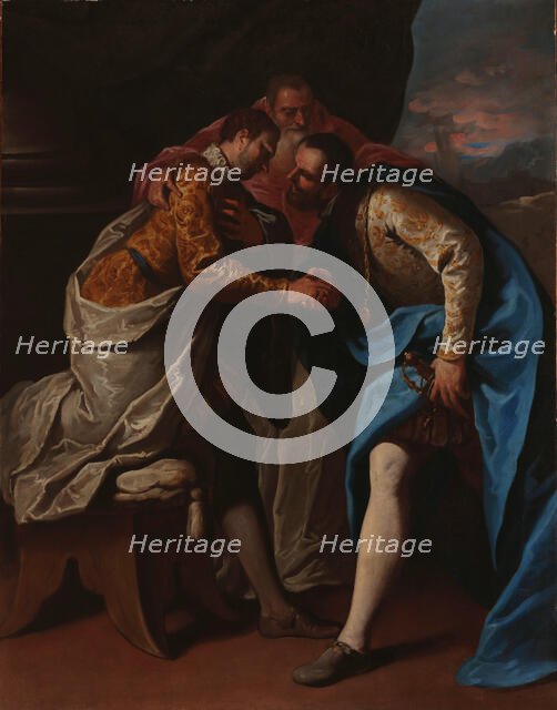 Paul III reconciles Francis I and Charles V (From the Series of the life of Pope Paul III), 1687. Creator: Ricci, Sebastiano (1659-1734).