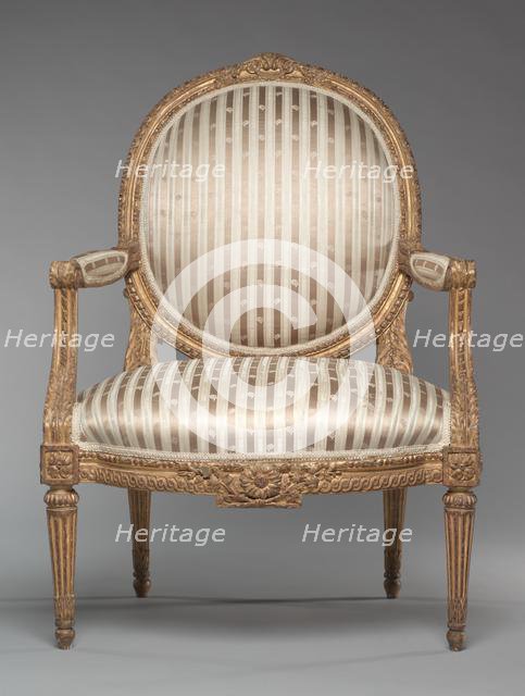 Pair of Armchairs (Fauteuils), c. 1765. Creator: Jean-Baptiste II Tilliard (French, 1797).