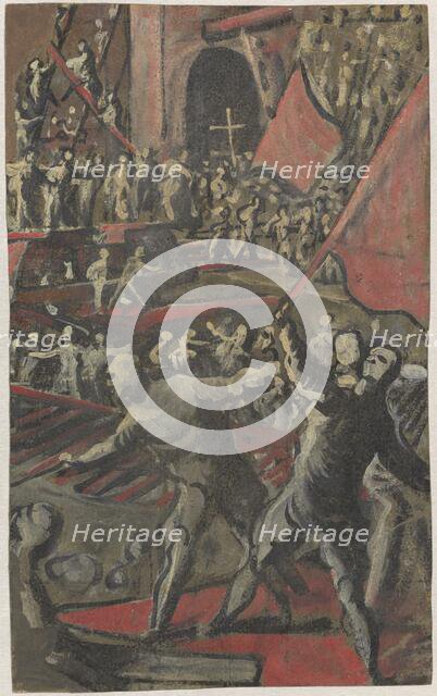 Venetian Soldiers Attacking Constantinople (recto), 1598/1605. Creator: Domenico Tintoretto.