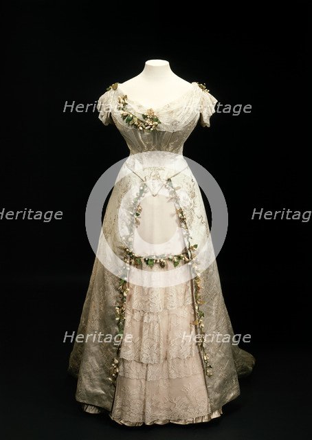 Queen Mary's wedding dress (back view), 1893. Artist: Unknown