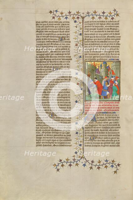 Prisoners Led from a Defeated City; Des cas des nobles hommes et femmes, about 1413-1415. Creators: Boucicaut Master, Workshop of the Boucicaut Master.