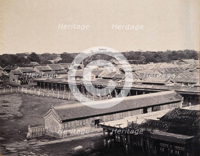 Beijing, China: buildings at the entrance to the Chinese quarter of the city (?)..., 1860. Creator: Felice Beato.