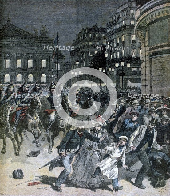 A representation of the opera Lohengrin, Place de l'Opera, 1891. Creator: Henri Meyer.