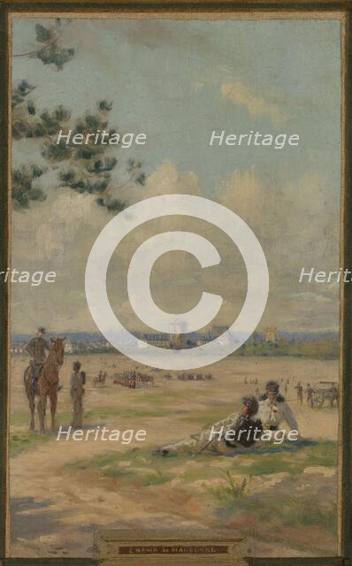 Sketch for the town hall of Vincennes: the chapel, keep, obelisk, the manoeuvring area..., 1898. Creator: Maurice Chabas.