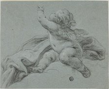 Putto Seated Beside Drapery, Reaching Upwards, n.d. Creator: Unknown.