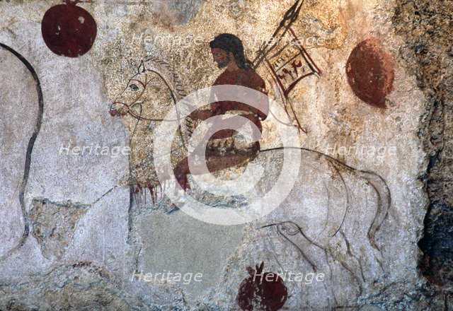 Return of a warrior, Lucan tomb painting, Paestum, c4th century BC. Artist: Unknown.