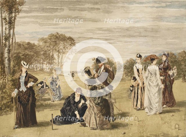 The croquet game, 1874. Creator: Gavarni, Pierre (1846-1932).