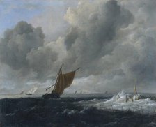 Stormy Sea with Sailing Vessels, 1668. Creator: Jacob van Ruisdael.