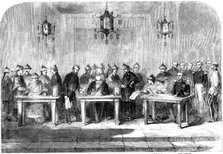 Lord Elgin signing the Treaty of Tainjin to end the Second Opium War, 1858. Artist: Unknown