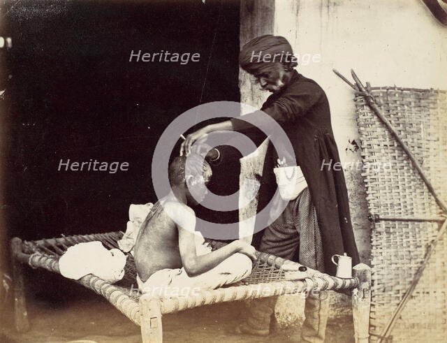 Indian Barber, 1860s. Creator: Willoughby Wallace Hooper.